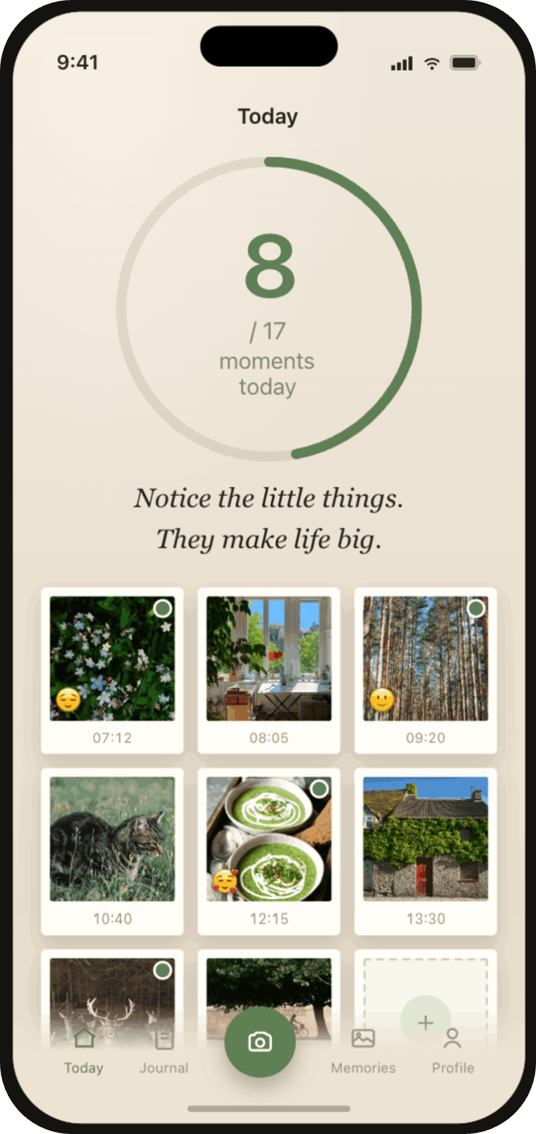 ThirtyFive — Today screen